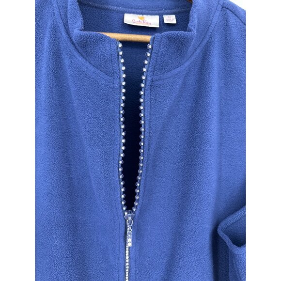 Quacker Factory Womens Fleece Vest With Rhinestone Zipper & Pockets Size 3X - Picture 6 of 10